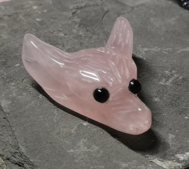 Rosenquarz Wolfskopf Anhänger
